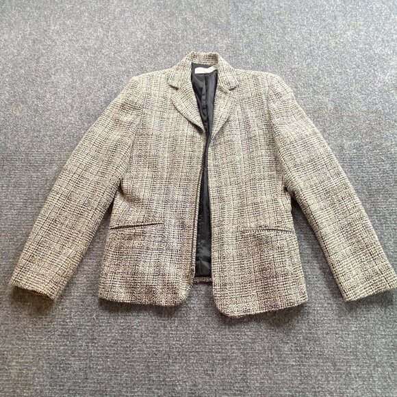 Villager‎ Liz Claiborne Blazer Women's 8 Gray Black Tw Up Jacket Office - Picture 1 of 10